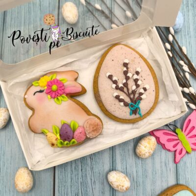 Cutie cadou cu OU și IEPURE din turtă dulce MODEL 2