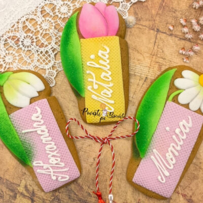 Turta dulce martisor Flori de primavara cu nume