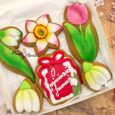 Cutie cu turta dulce Flori de primavara si mesaj