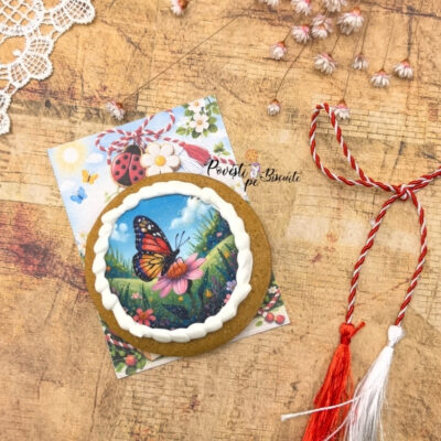 Turta dulce Martisor cu ravas - Fluture