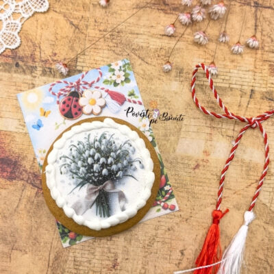 Turta dulce Martisor cu ravas - Ghiocei