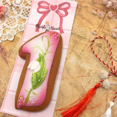 Martisor Turta dulce - cifra 1 cu ghiocei