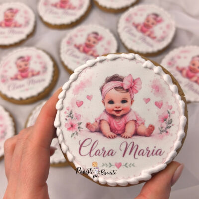 Set 20 marturii din turta dulce de botez personalizate 6cm