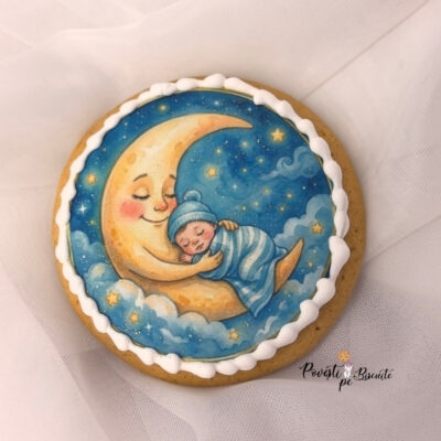 Set 6 marturii din turta dulce de botez personalizate 8,5cm