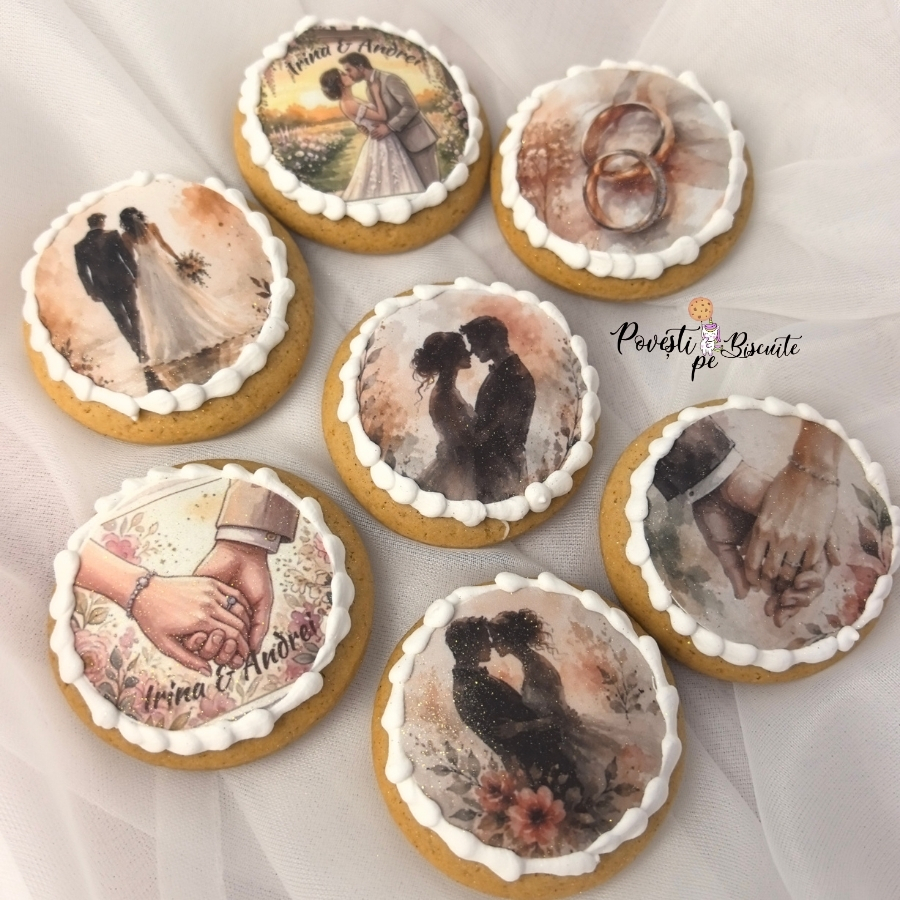 Marturii turta dulce pentru nunta personalizate 6cm - 20buc - imagine 9
